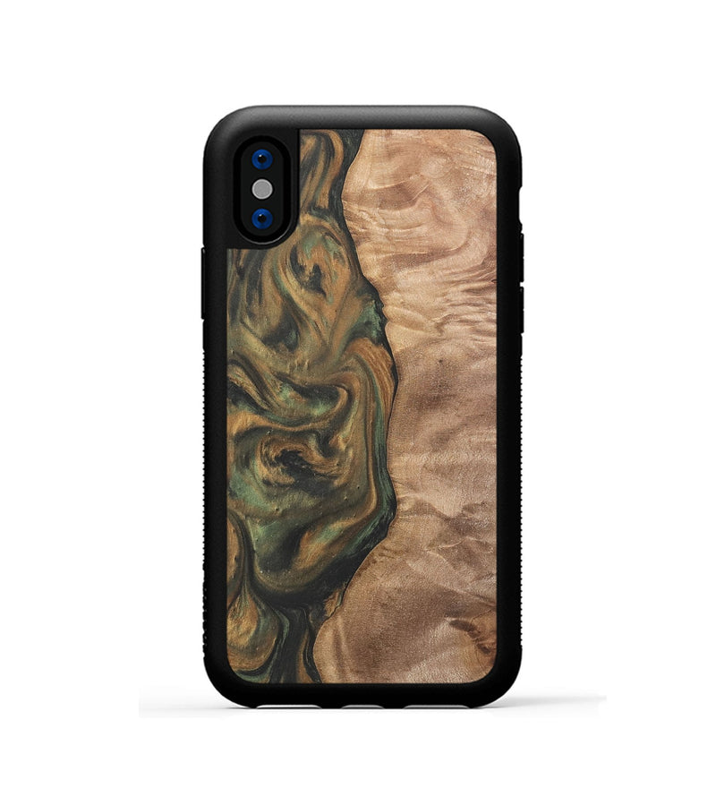 iPhone Xs Wood Phone Case - Sergiu (Green, 732987)