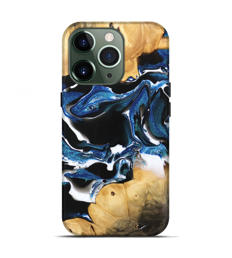 iPhone 13 Pro Wood Live Edge Phone Case - Josey (Blue, 733010)