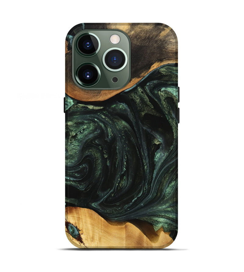 iPhone 13 Pro Wood Live Edge Phone Case - Ofella (Green, 733012)