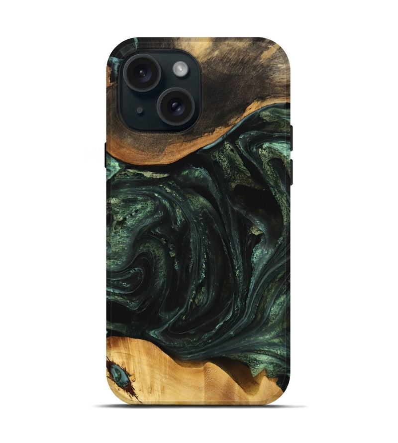 iPhone 15 Wood Live Edge Phone Case - Ofella (Green, 733012)