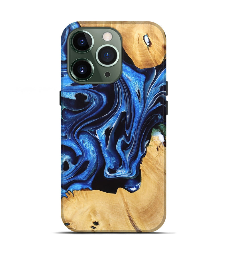 iPhone 13 Pro Wood Live Edge Phone Case - Ariella (Blue, 733013)