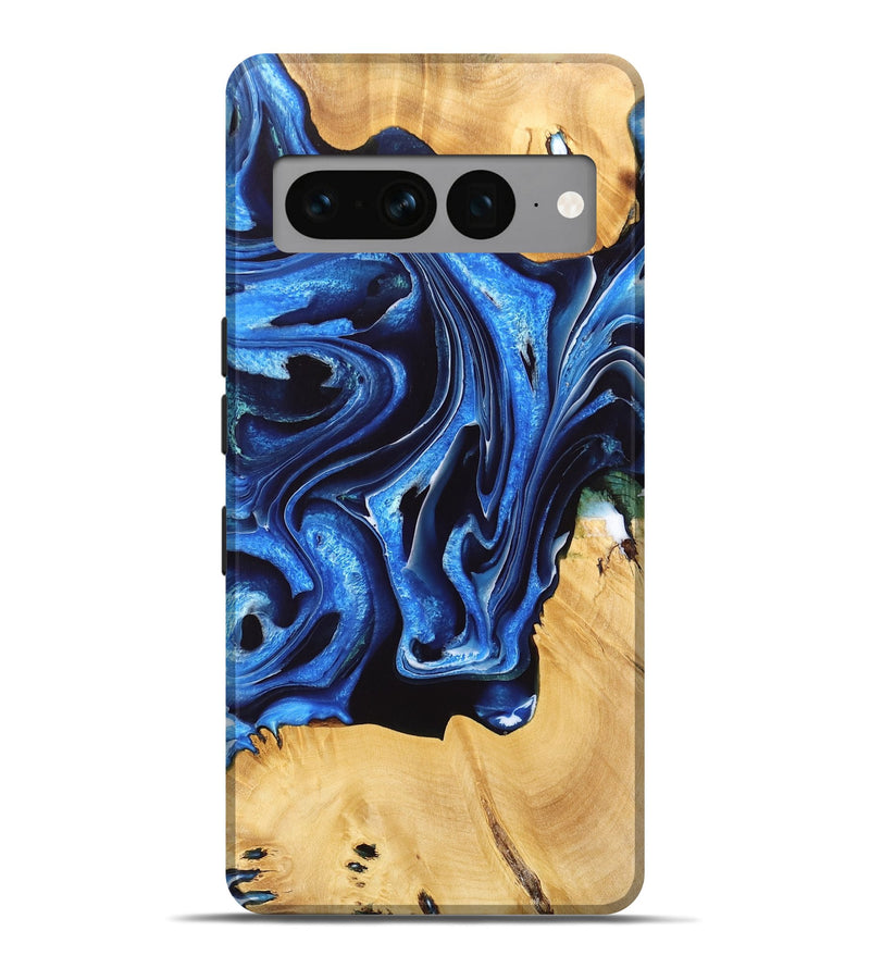 Pixel 7 Pro Wood Live Edge Phone Case - Ariella (Blue, 733013)