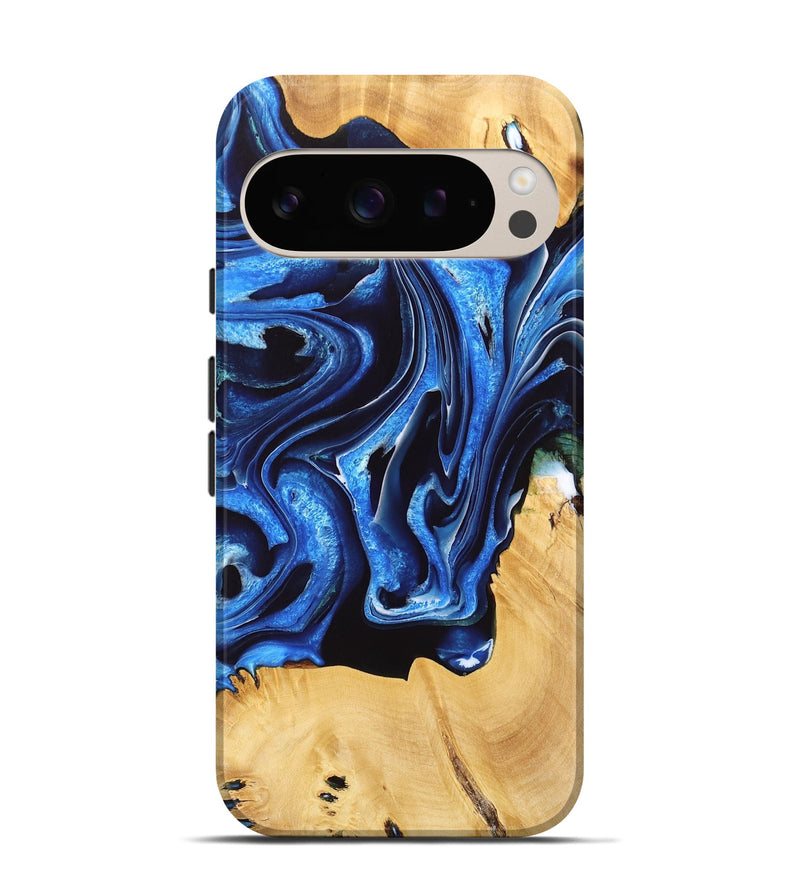 Pixel 9 Wood Live Edge Phone Case - Ariella (Blue, 733013)