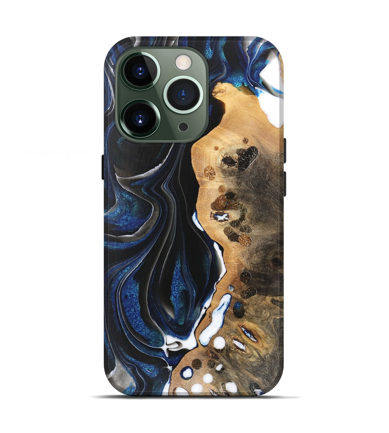 iPhone 13 Pro Wood Live Edge Phone Case - Dennie (Blue, 733016)