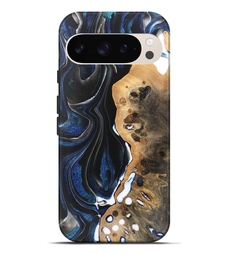 Pixel 9 Pro XL Wood Live Edge Phone Case - Dennie (Blue, 733016)