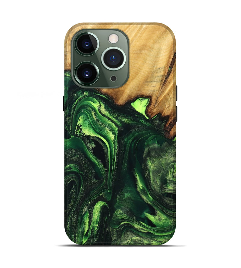 iPhone 13 Pro Wood Live Edge Phone Case - Edith (Green, 733023)