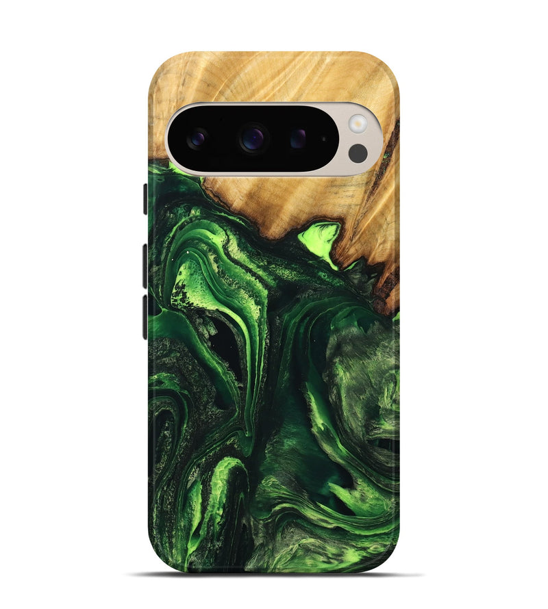 Pixel 9 Wood Live Edge Phone Case - Edith (Green, 733023)