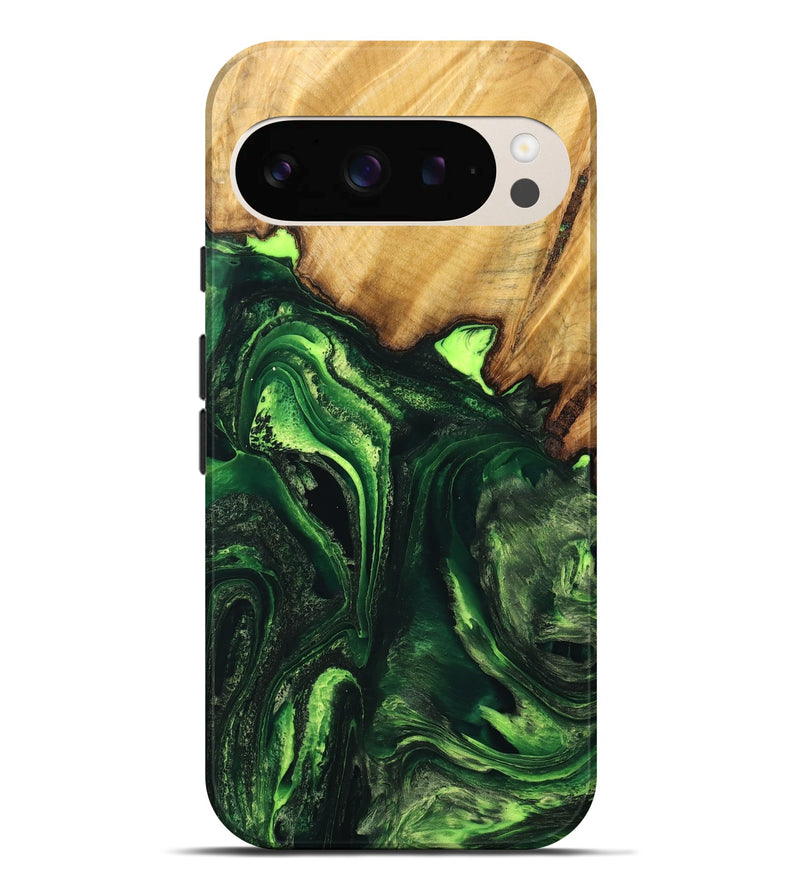 Pixel 9 Pro XL Wood Live Edge Phone Case - Edith (Green, 733023)