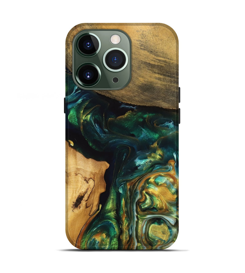 iPhone 13 Pro Wood Live Edge Phone Case - Nevil (Green, 733024)