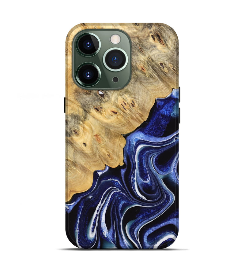 iPhone 13 Pro Wood Live Edge Phone Case - Wylie (Blue, 733036)