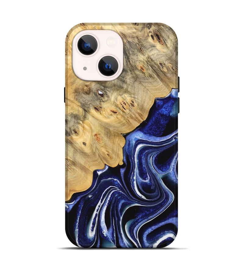 iPhone 14 Wood Live Edge Phone Case - Wylie (Blue, 733036)