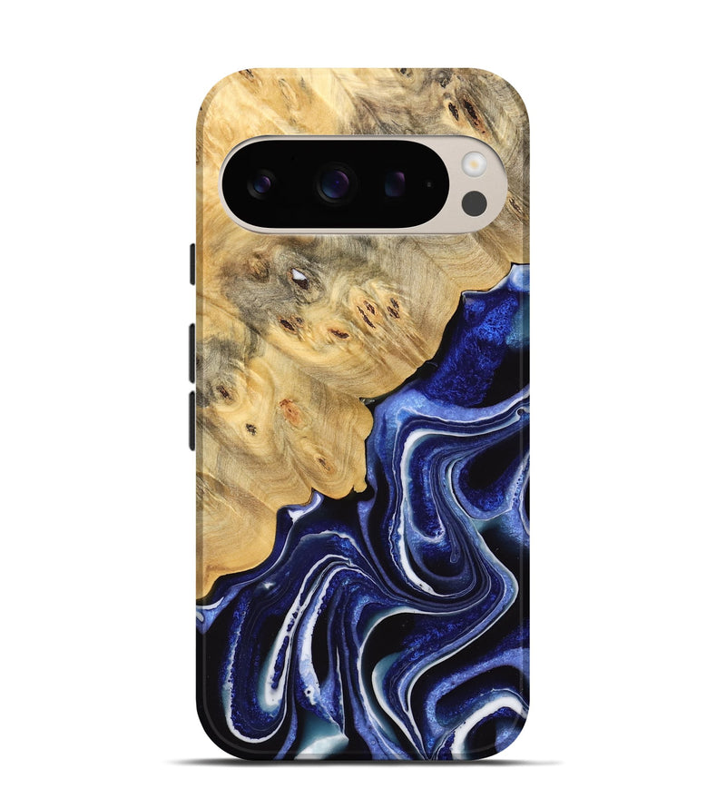 Pixel 9 Wood Live Edge Phone Case - Wylie (Blue, 733036)