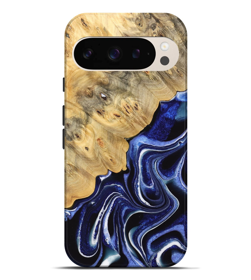 Pixel 9 Pro XL Wood Live Edge Phone Case - Wylie (Blue, 733036)