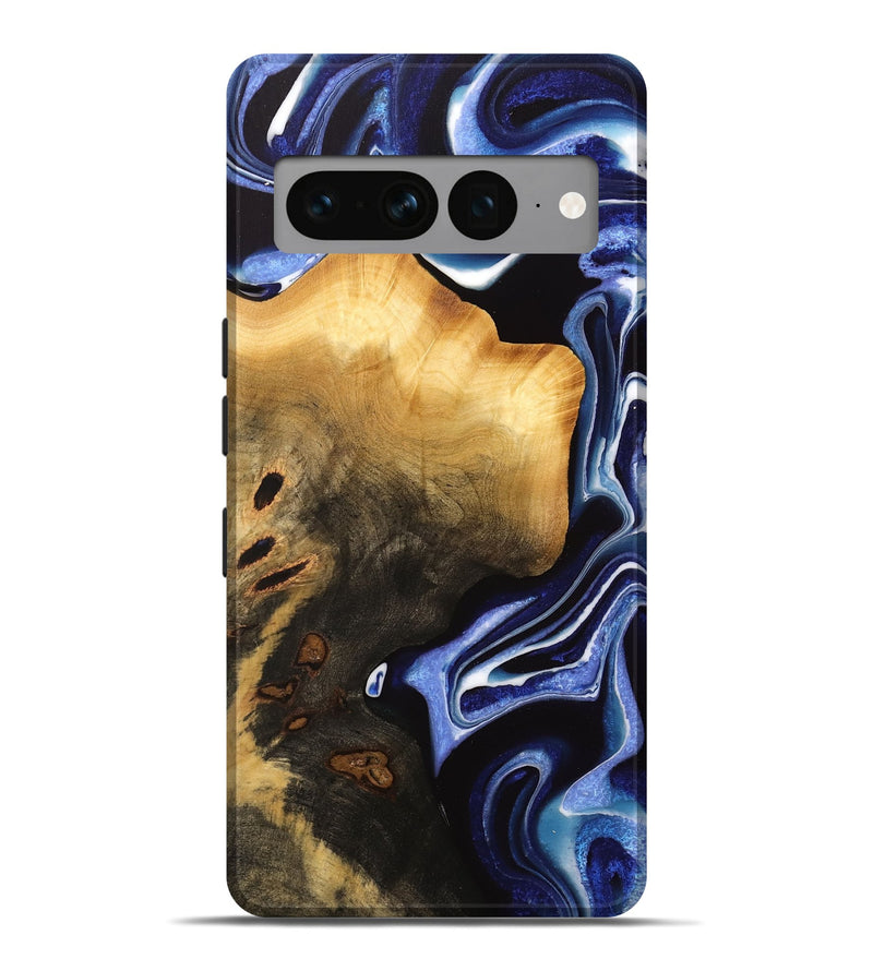 Pixel 7 Pro Wood Live Edge Phone Case - Else (Blue, 733039)