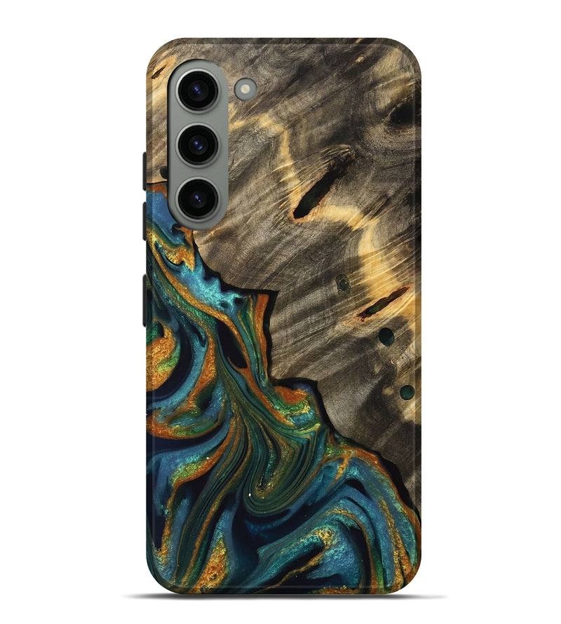 Galaxy S23 Plus Wood Live Edge Phone Case - Emelyne (Teal & Gold, 733042)