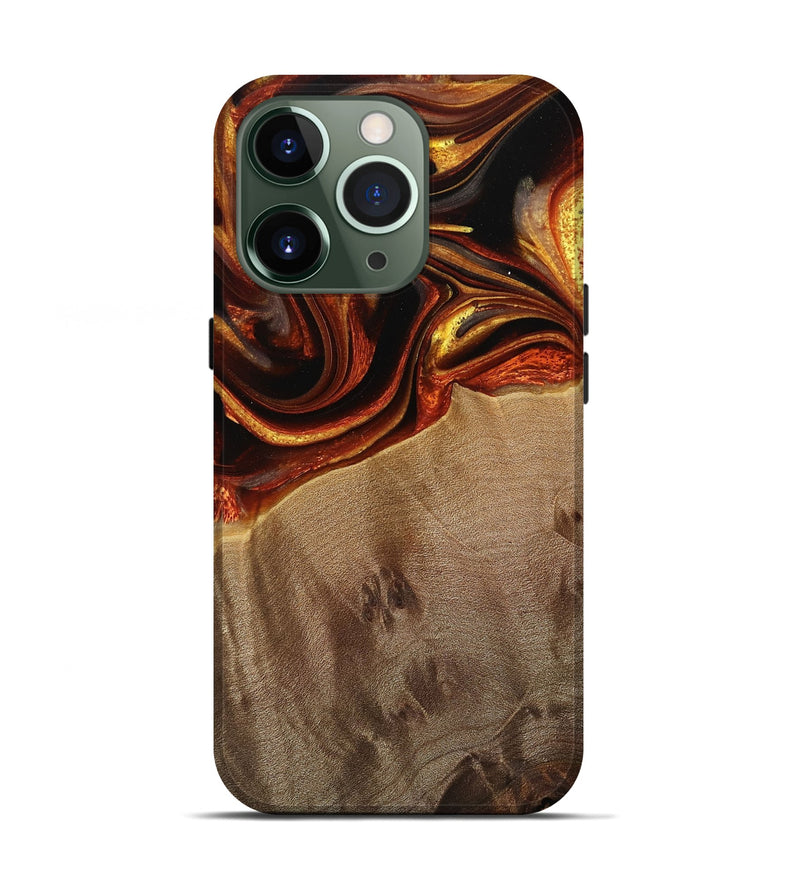 iPhone 13 Pro Wood Live Edge Phone Case - Dosha (Red, 733046)