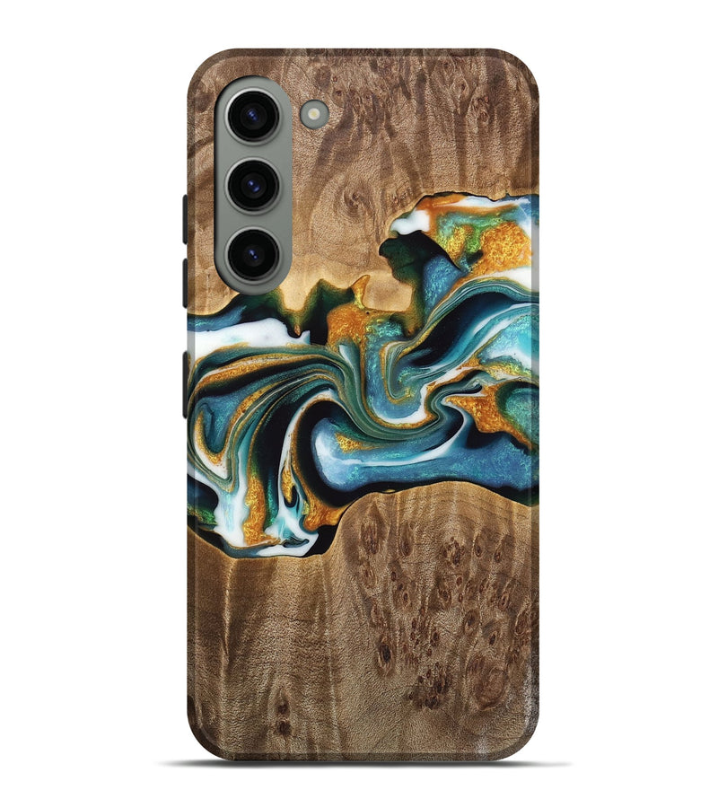 Galaxy S23 Plus Wood Live Edge Phone Case - Kenya (Teal & Gold, 733050)