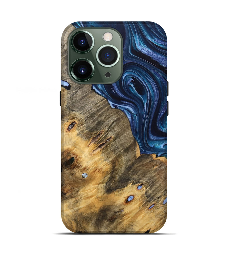 iPhone 13 Pro Wood Live Edge Phone Case - Alese (Blue, 733053)