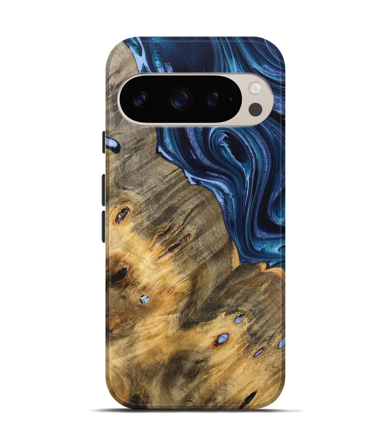 Pixel 9 Wood Live Edge Phone Case - Alese (Blue, 733053)