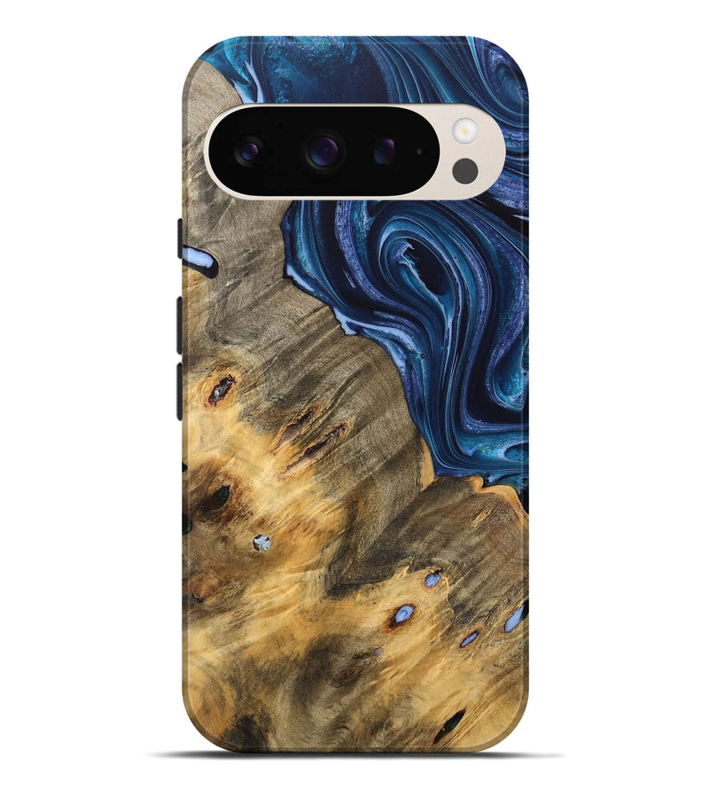 Pixel 9 Pro XL Wood Live Edge Phone Case - Alese (Blue, 733053)