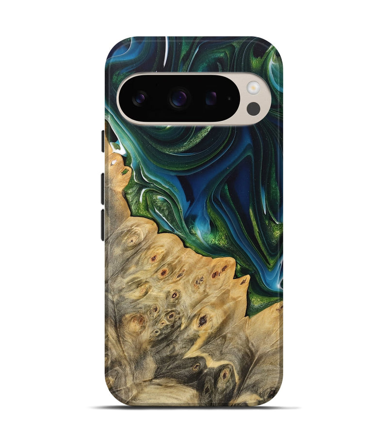 Pixel 9 Wood Live Edge Phone Case - Engi (Green, 733054)