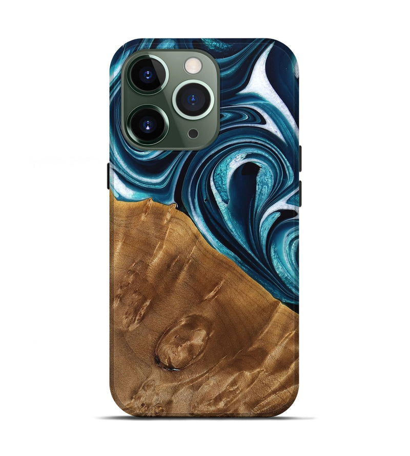 iPhone 13 Pro Wood Live Edge Phone Case - Rodrick (Blue, 733056)