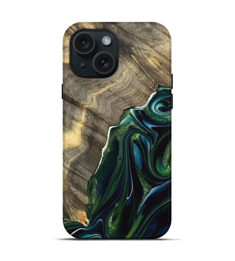 iPhone 15 Wood Live Edge Phone Case - Empi (Green, 733057)