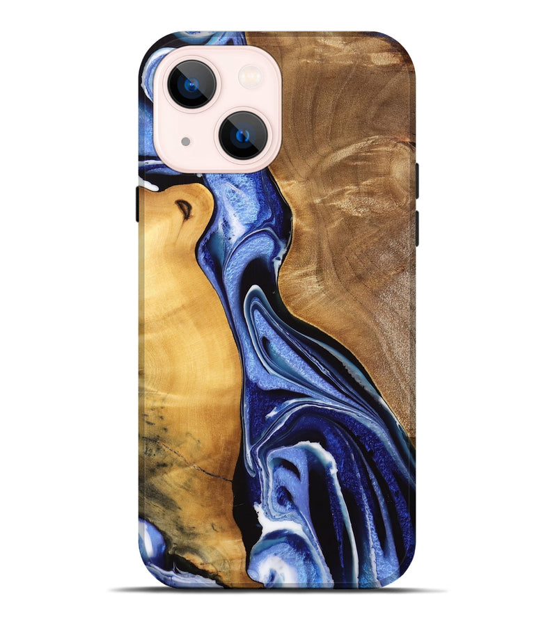 iPhone 14 Plus Wood Live Edge Phone Case - Luuk (Blue, 733058)