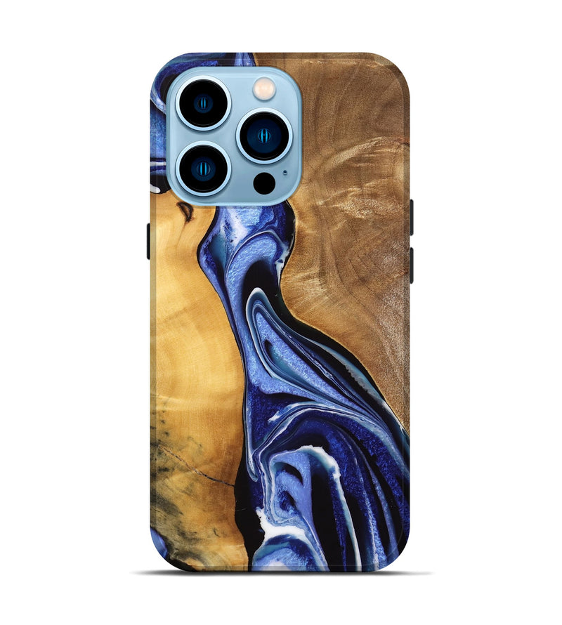 iPhone 14 Pro Wood Live Edge Phone Case - Luuk (Blue, 733058)