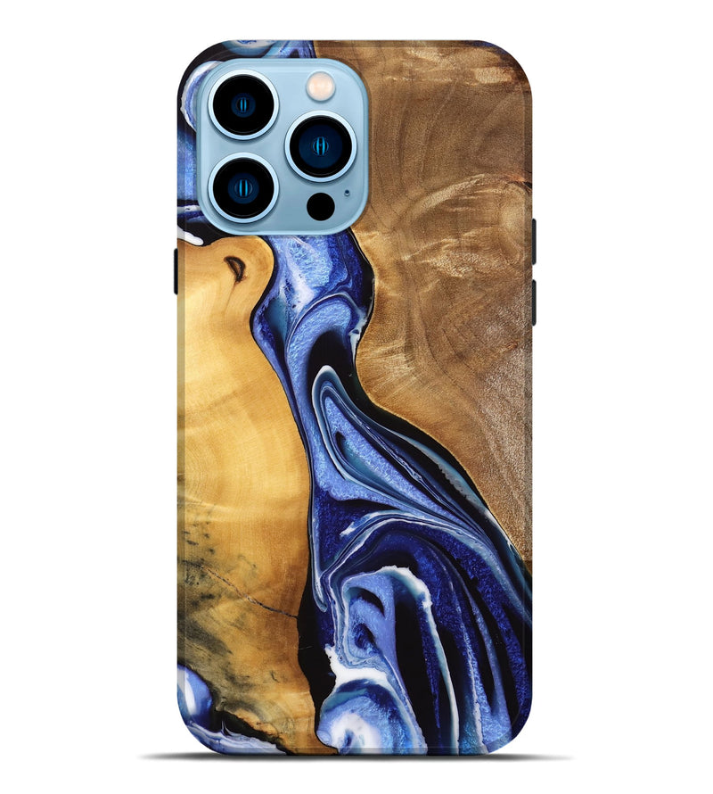 iPhone 14 Pro Max Wood Live Edge Phone Case - Luuk (Blue, 733058)