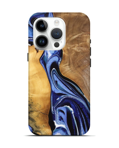 iPhone 15 Pro Wood Live Edge Phone Case - Luuk (Blue, 733058)