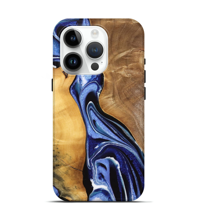 iPhone 15 Pro Wood Live Edge Phone Case - Luuk (Blue, 733058)