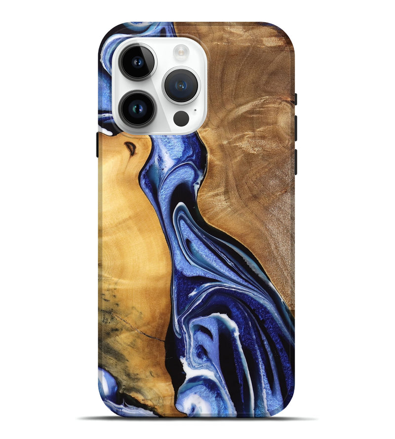 iPhone 15 Pro Max Wood Live Edge Phone Case - Luuk (Blue, 733058)