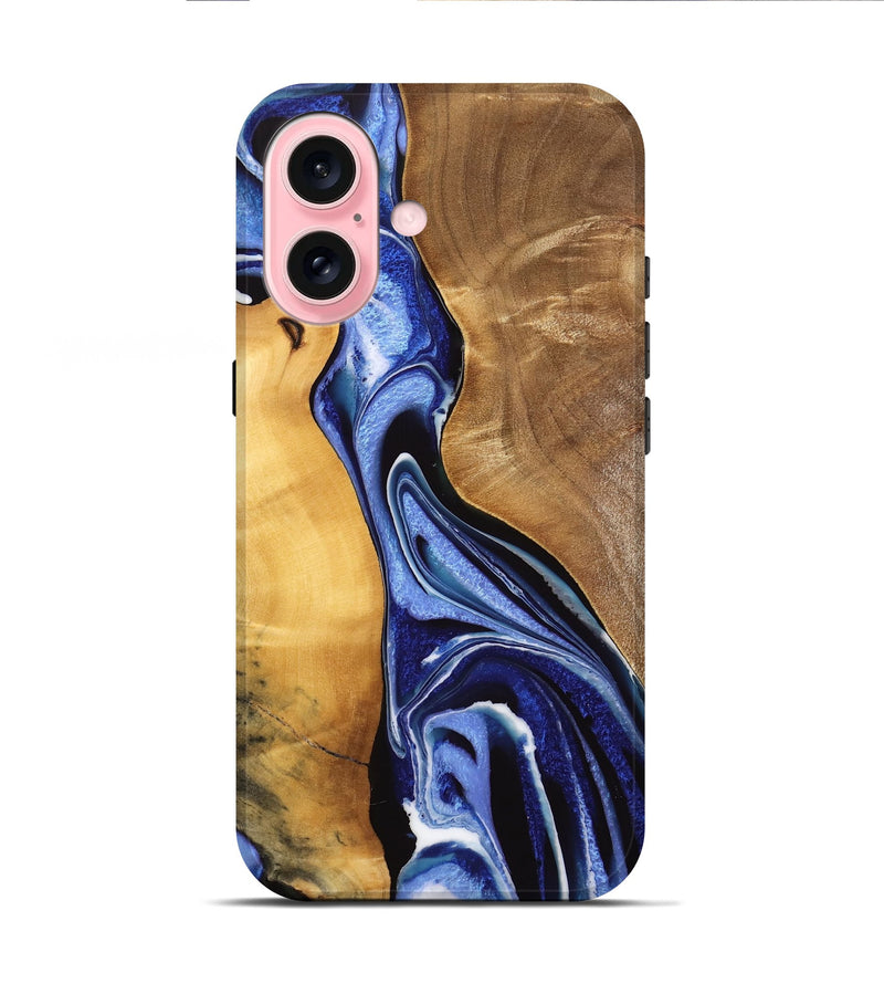 iPhone 16 Wood Live Edge Phone Case - Luuk (Blue, 733058)