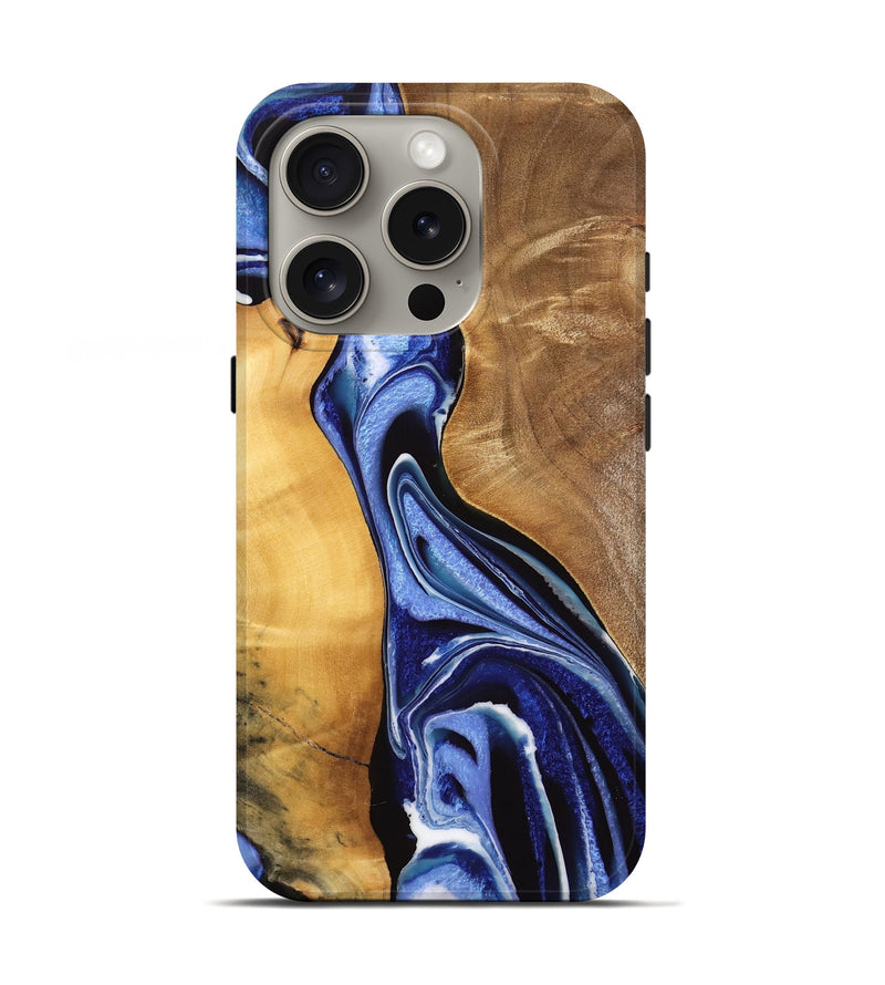 iPhone 16 Pro Wood Live Edge Phone Case - Luuk (Blue, 733058)