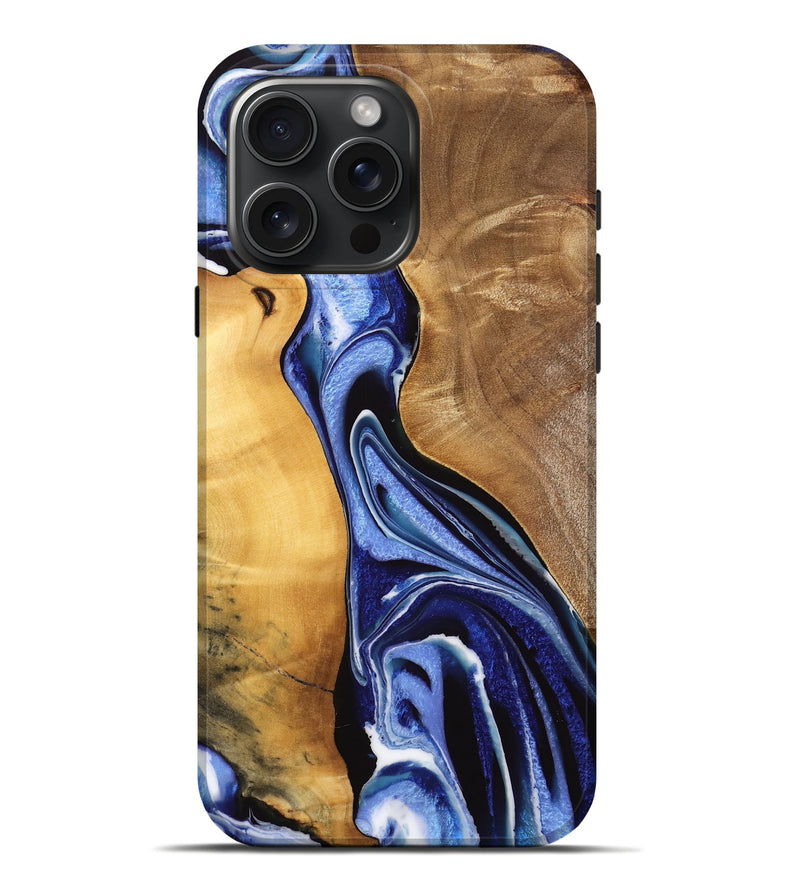 iPhone 16 Pro Max Wood Live Edge Phone Case - Luuk (Blue, 733058)