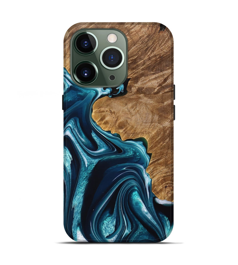 iPhone 13 Pro Wood Live Edge Phone Case - Fewo (Blue, 733063)