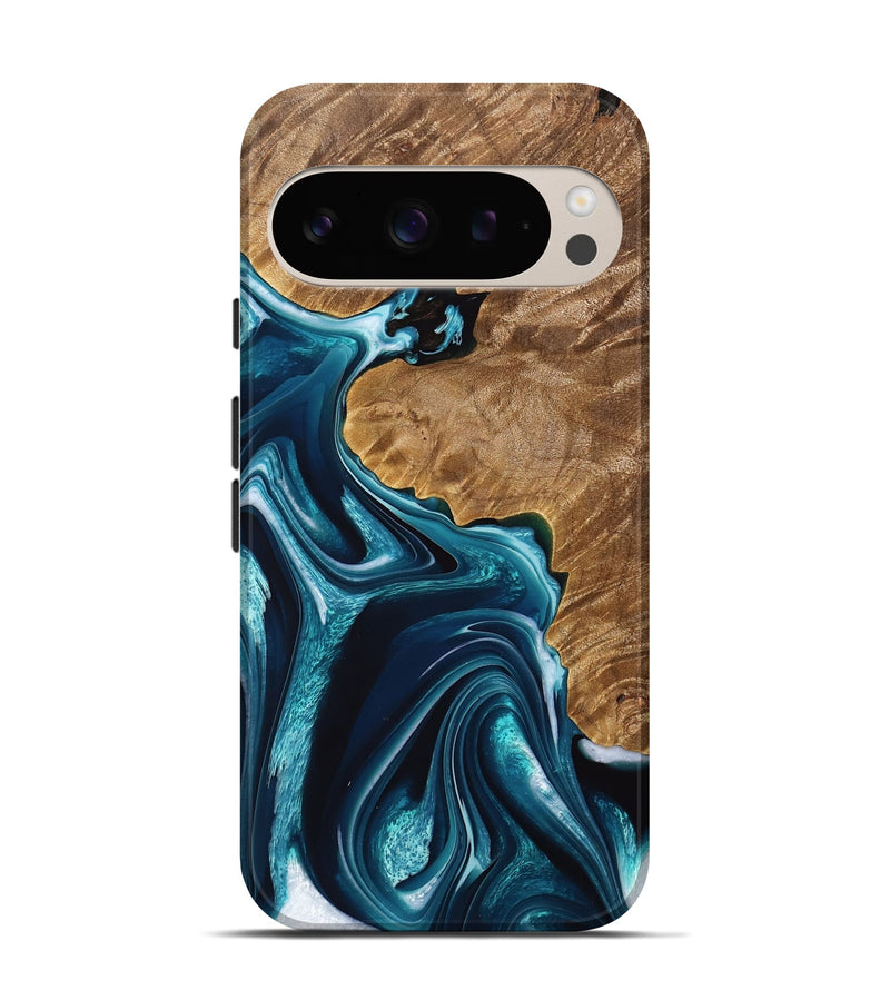 Pixel 9 Wood Live Edge Phone Case - Fewo (Blue, 733063)