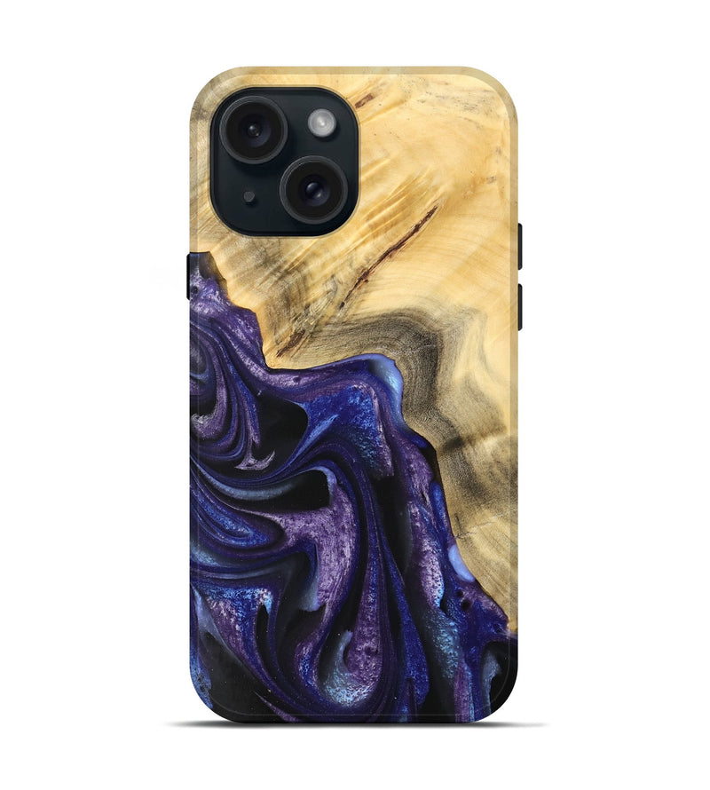 iPhone 15 Wood Live Edge Phone Case - Gregg (Purple, 733065)