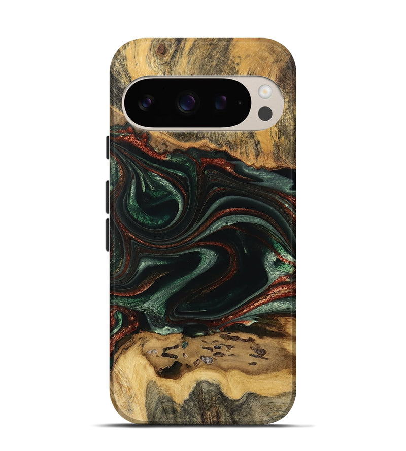 Pixel 9 Wood Live Edge Phone Case - Laylah (Green, 733066)