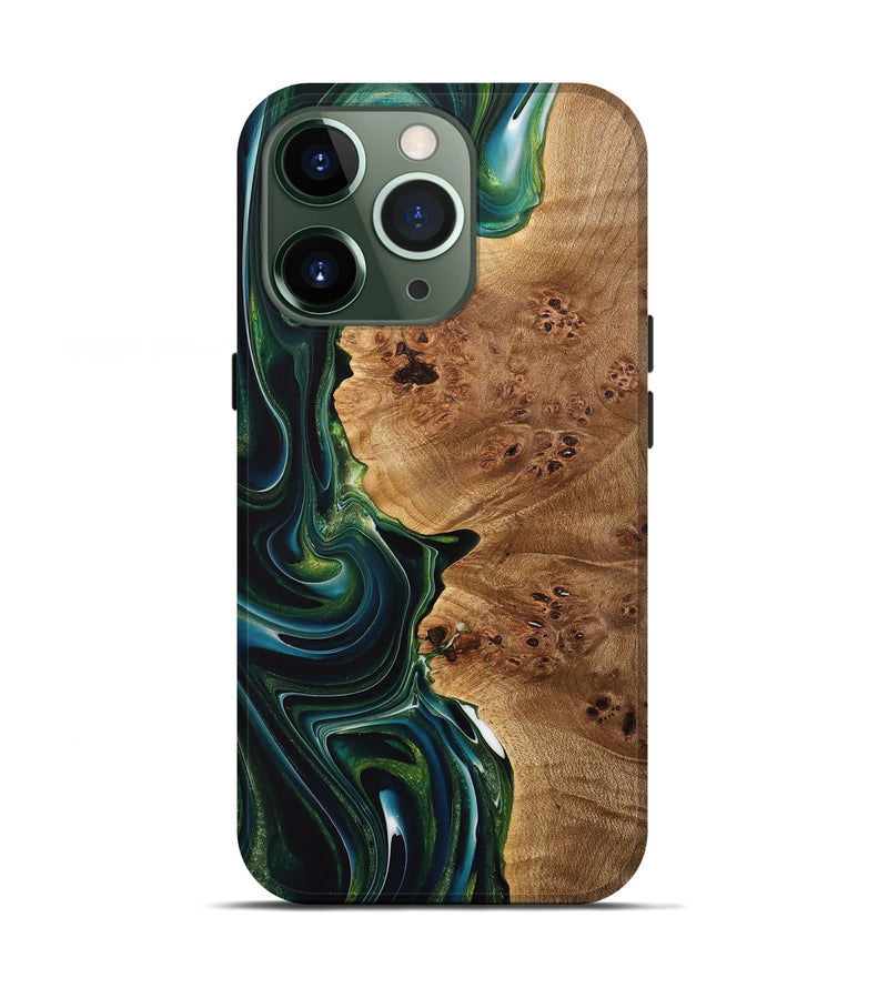 iPhone 13 Pro Wood Live Edge Phone Case - Stephen (Green, 733068)