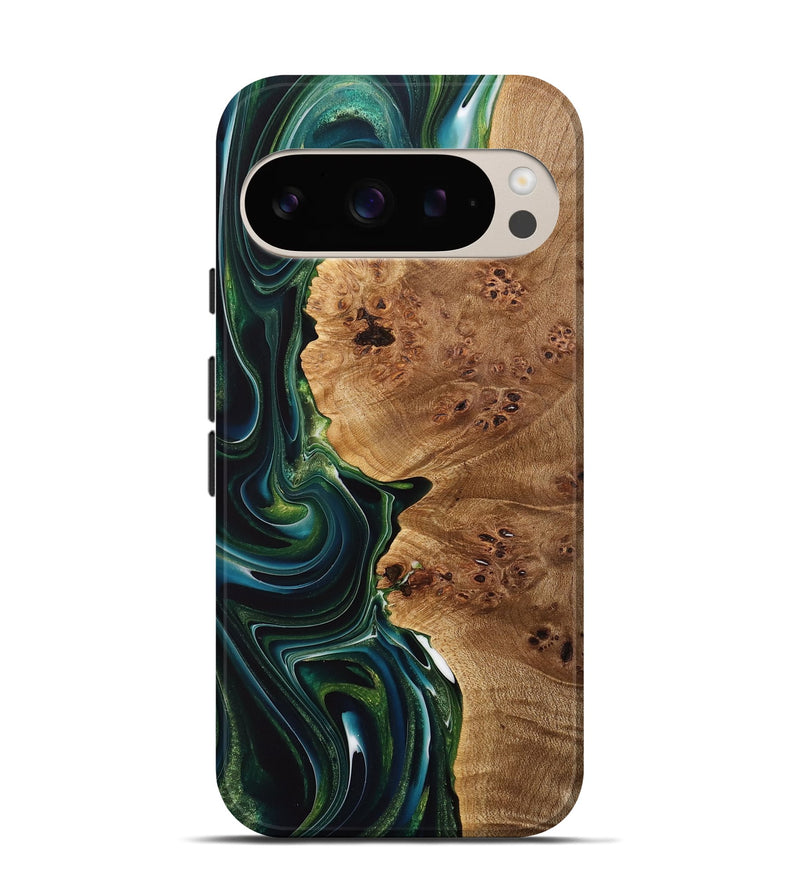 Pixel 9 Wood Live Edge Phone Case - Stephen (Green, 733068)