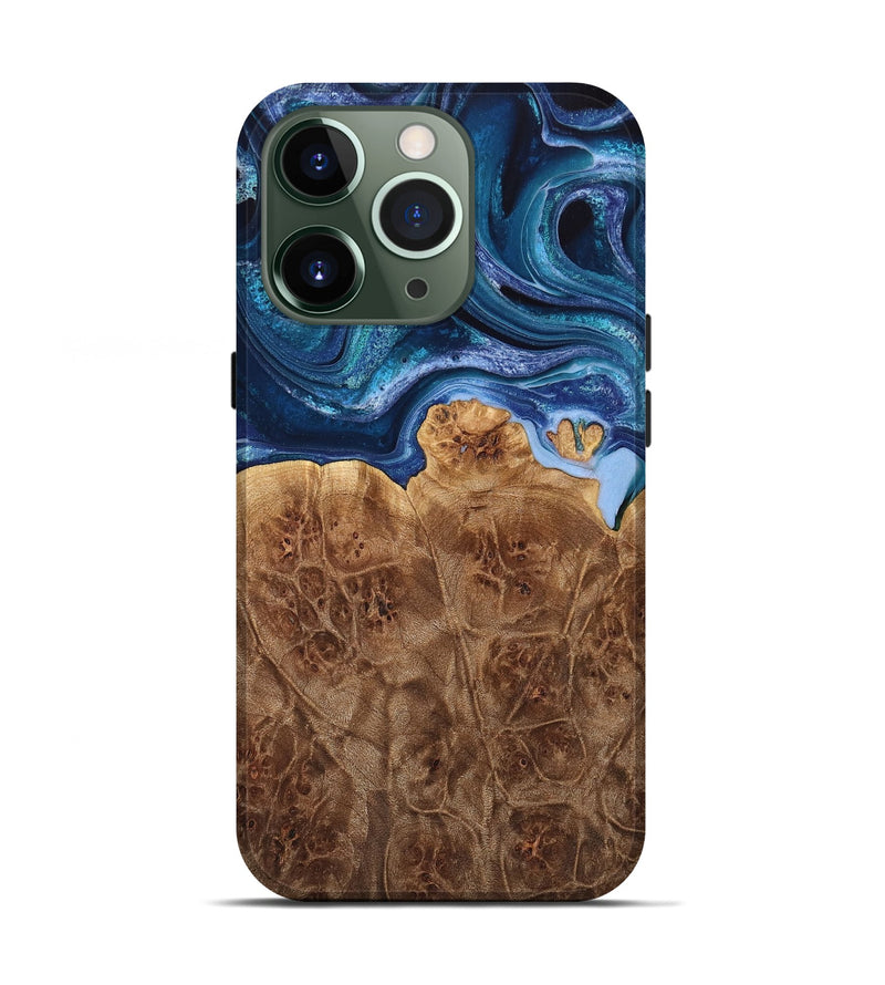 iPhone 13 Pro Wood Live Edge Phone Case - Licha (Blue, 733069)