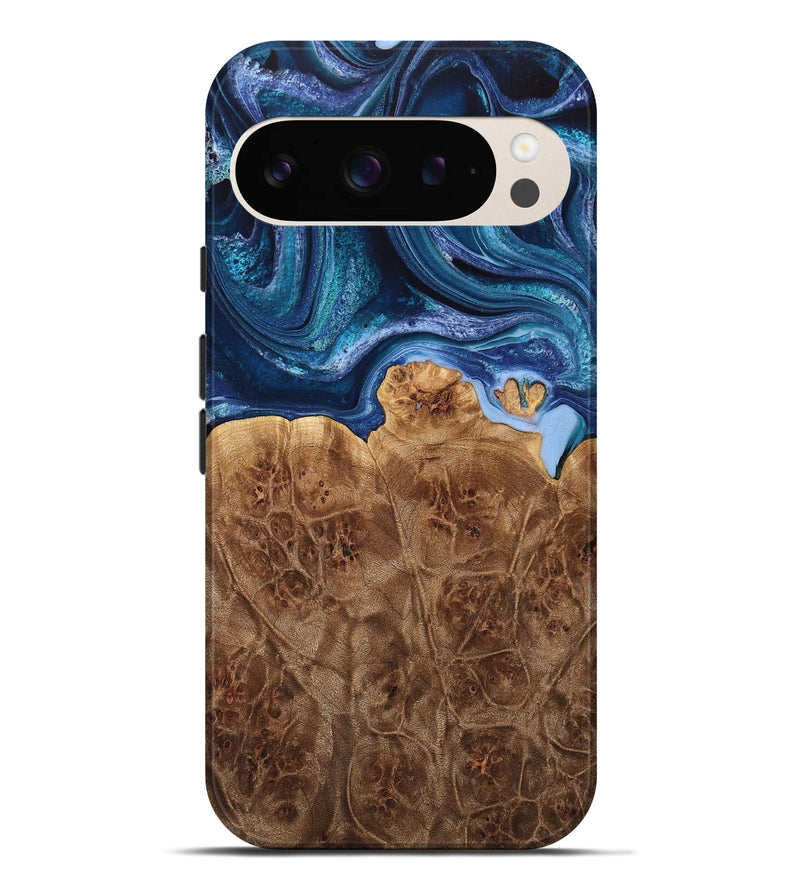 Pixel 9 Pro XL Wood Live Edge Phone Case - Licha (Blue, 733069)