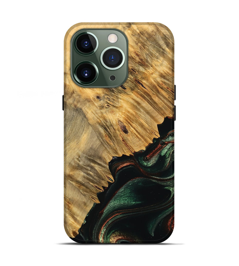 iPhone 13 Pro Wood Live Edge Phone Case - Student (Green, 733070)