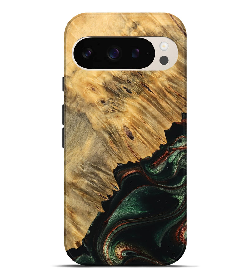 Pixel 9 Pro XL Wood Live Edge Phone Case - Student (Green, 733070)