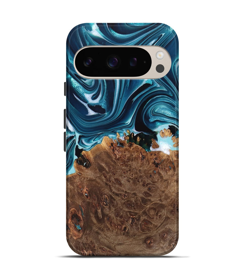 Pixel 9 Wood Live Edge Phone Case - Leanne (Blue, 733071)