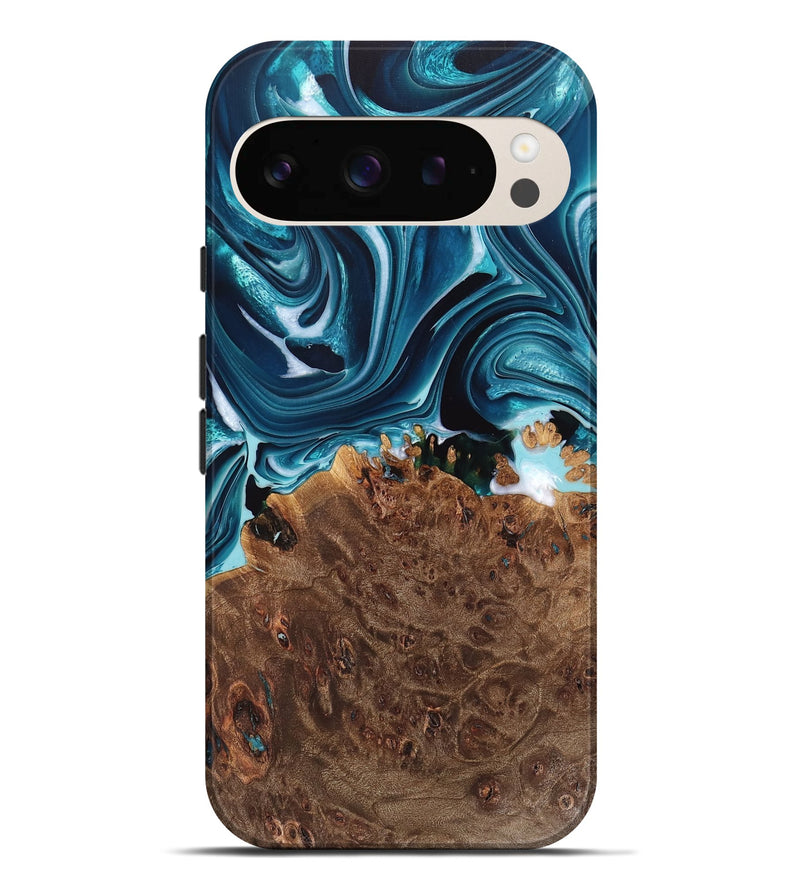 Pixel 9 Pro XL Wood Live Edge Phone Case - Leanne (Blue, 733071)