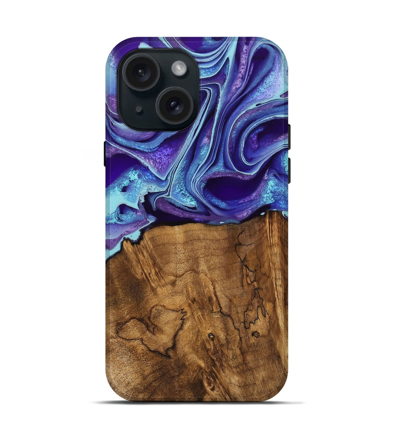 iPhone 15 Wood Live Edge Phone Case - Jordyn (Purple, 733072)