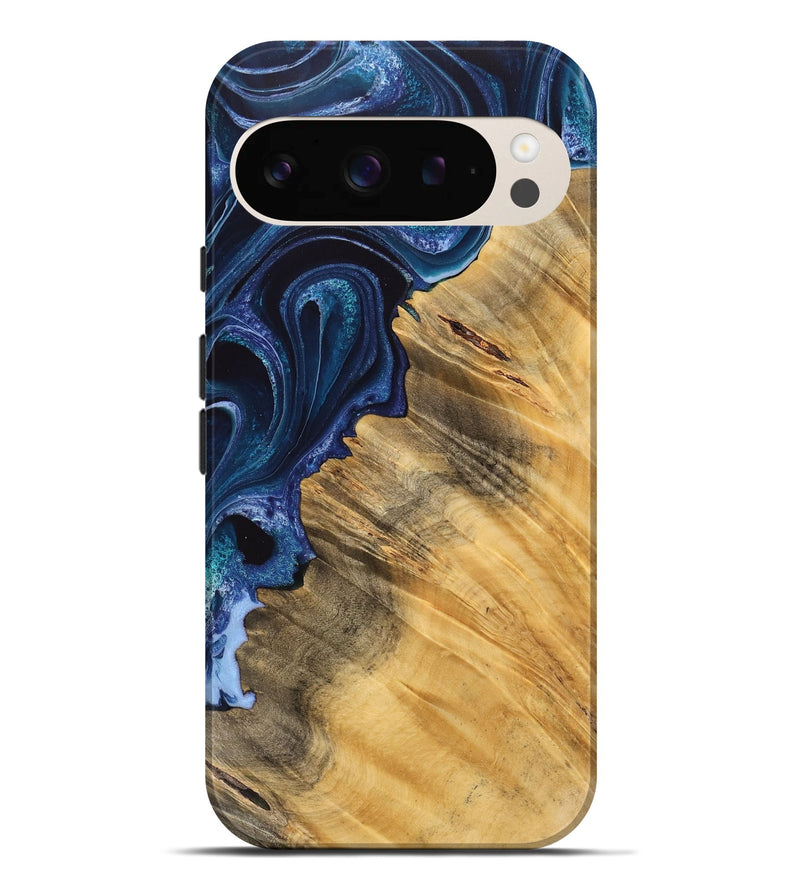 Pixel 9 Pro XL Wood Live Edge Phone Case - Maxi (Blue, 733073)